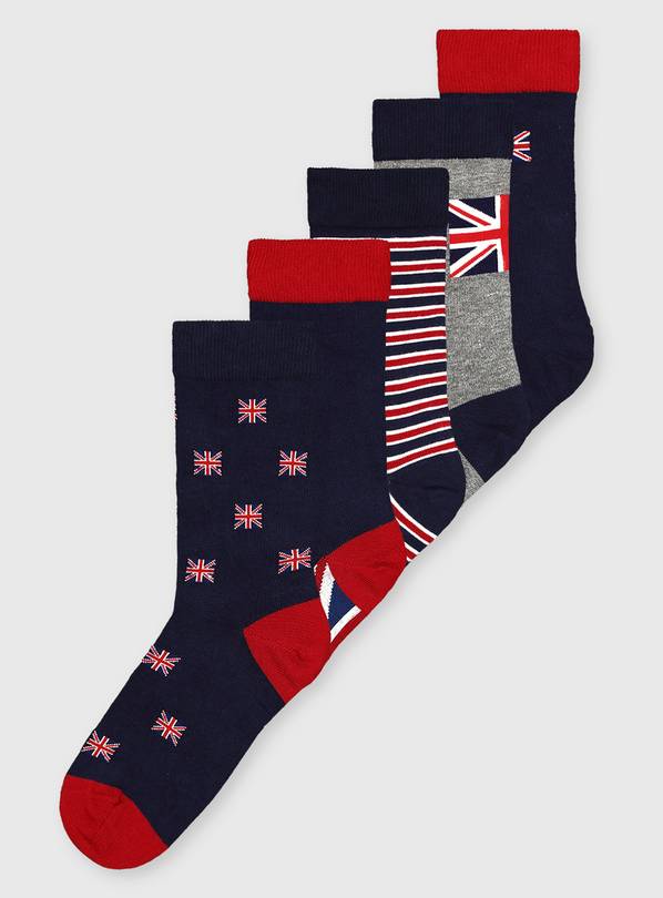 Union Jack Stay Fresh Ankle Socks 5 Pack 6-8.5